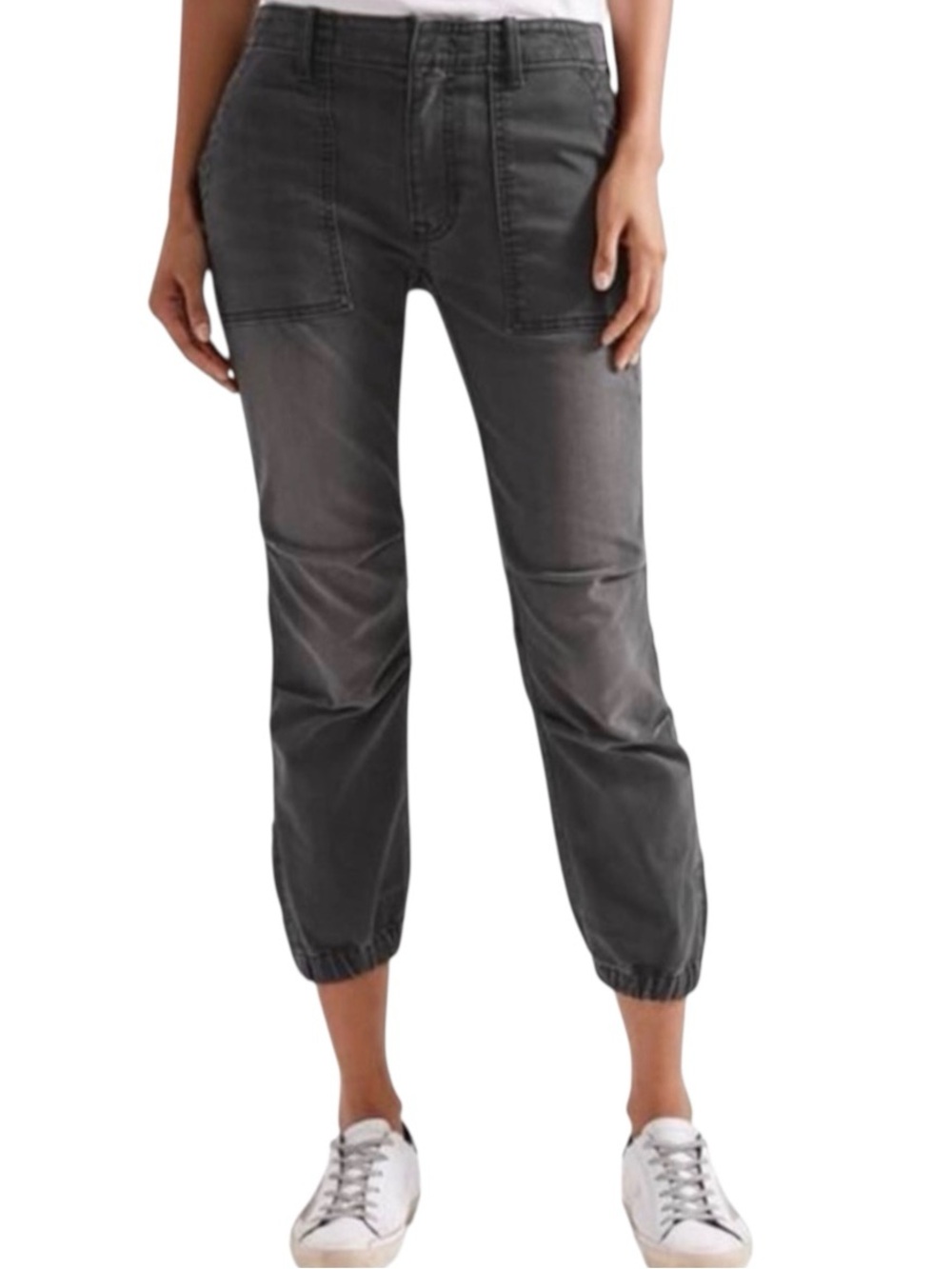 NILI LOTAN Jeans Cropped Military Gray Faded Black Size 24